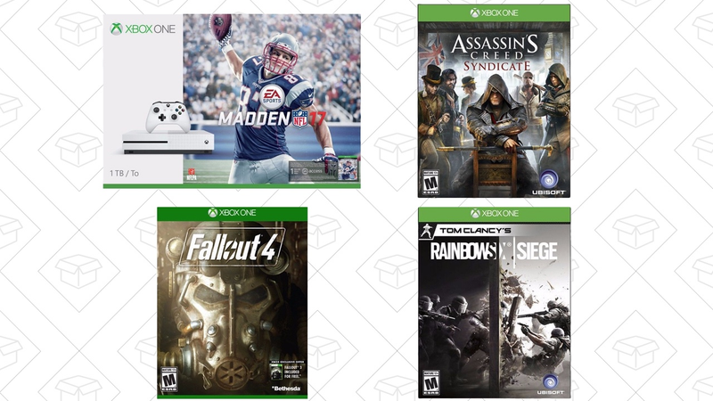 Xbox One S + Fallout 4 + Assassinâs Creed Syndicate + Rainbow Six Siege, $370